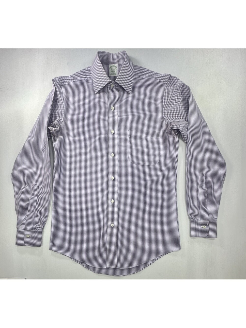 Brooks Brothers Milano Checked Cotton Button Up Purple Men M